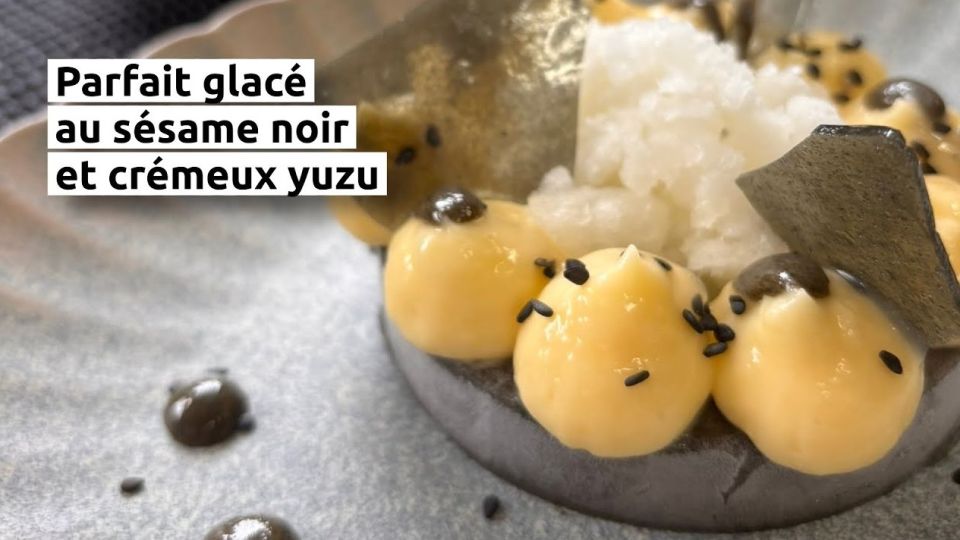 A feu doux : Le Plan B #05 Parfait glacé au sésame noir et crémeux yuzu