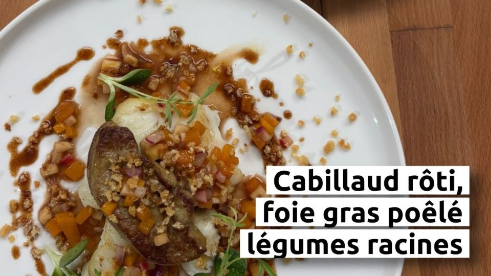A feu doux : Jacques-Table à vin #2 Cabillaud rôti, foie gras poêlé, légumes racines