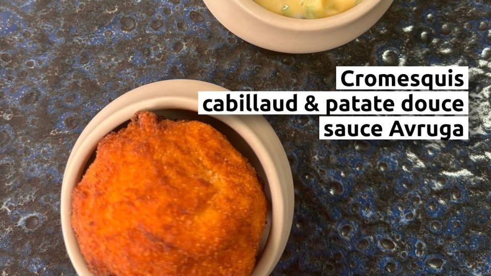 A feu doux : Le Bistrot 25 #1 Cromesquis de cabillaud & patate douce, sauce Avruga