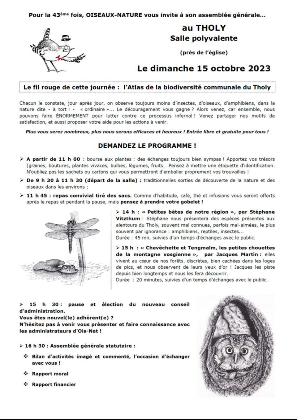 Programme de l'Assemblée générale Oiseaux Nature 1