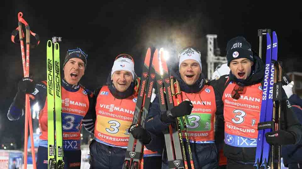 Biathlon : Fabien Claude 2ème avec le relais à Östersund 