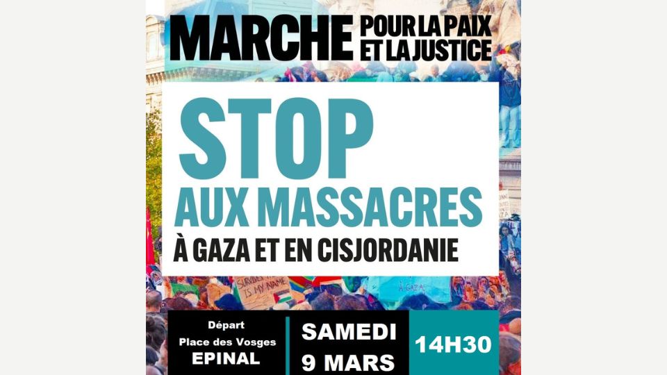 Manifestation pour un cessez-le-feu immédiat à Gaza samedi 9 mars à Epinal