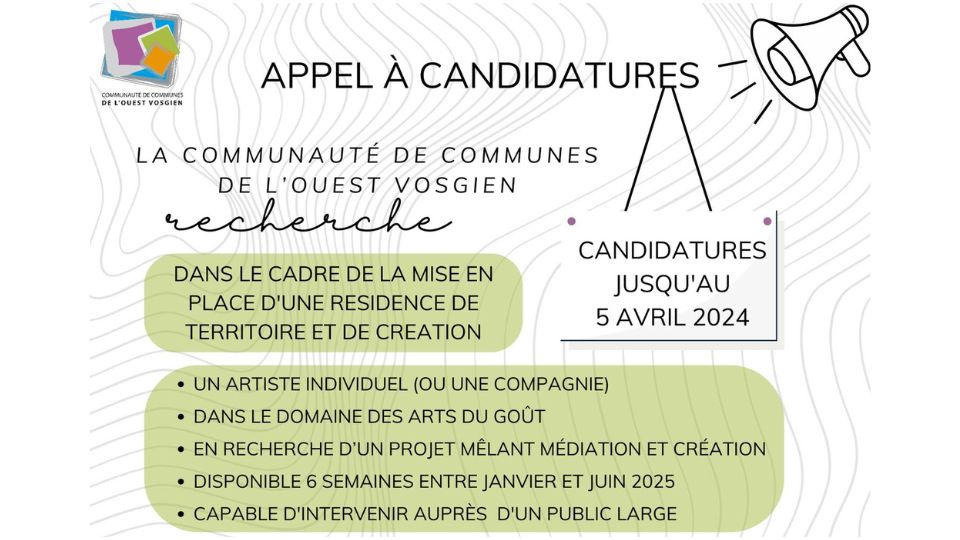 Un appel à candidatures d’artistes sur le territoire de la CCOV