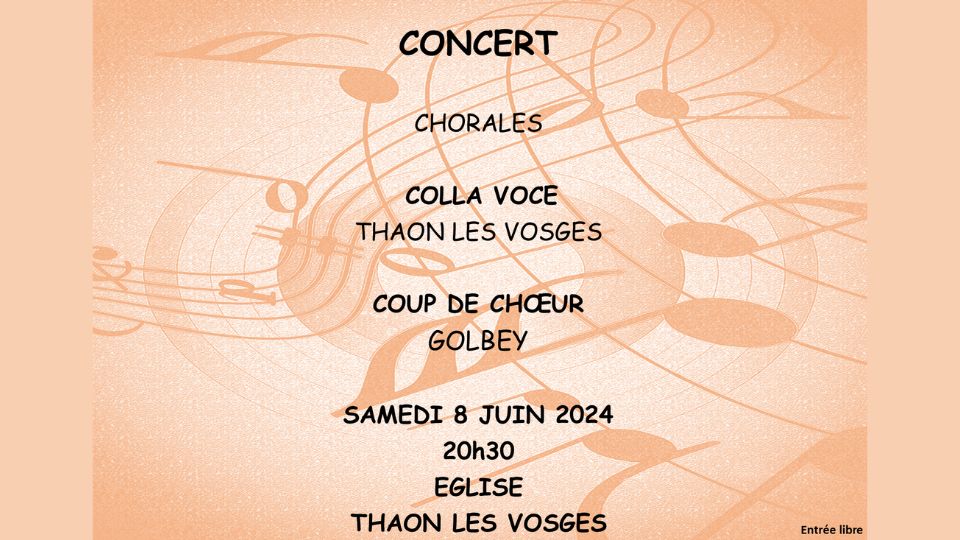 Concert de printemps le 8 juin à l'église de Thaon les Vosges