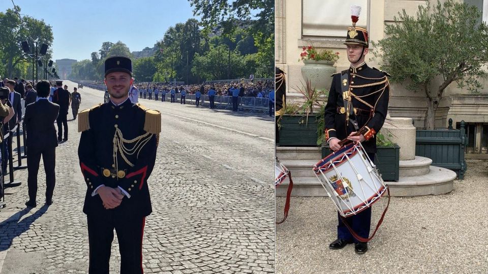 Deux musiciens vosgiens au défilé du 14 juillet à Paris
