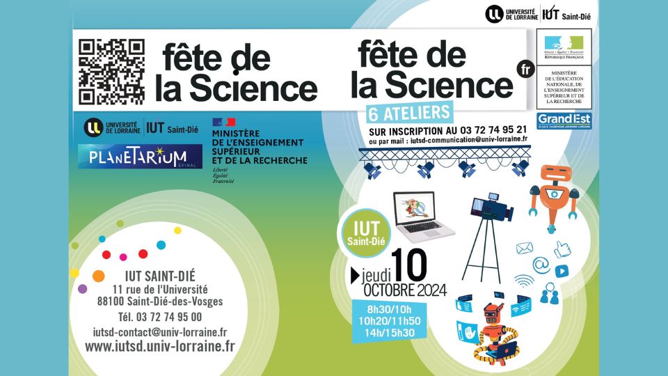 Fête de la science 2024 à l’IUT de Saint-Dié le 10 octobre