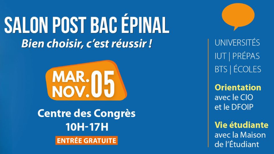 Un salon d'orientation Post Bac à Epinal le 5 novembre