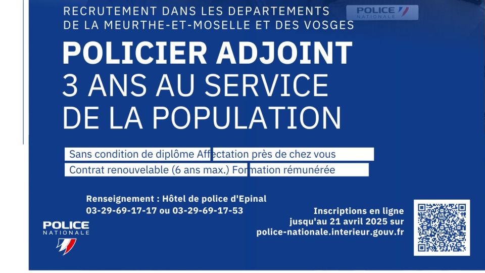 Recrutement de policiers adjoints dans le département des Vosges