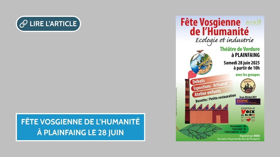 Plainfaing accueille la première Fête vosgienne de l’Humanité ce 28 juin
